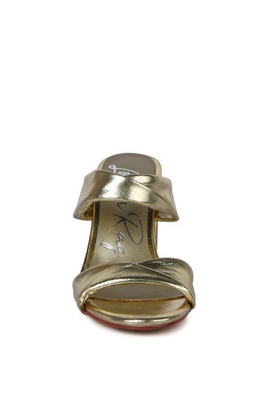 Mess Metallic Block Sandal Heels - HOUSE OF SHE