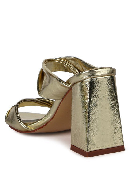 Mess Metallic Block Sandal Heels - HOUSE OF SHE