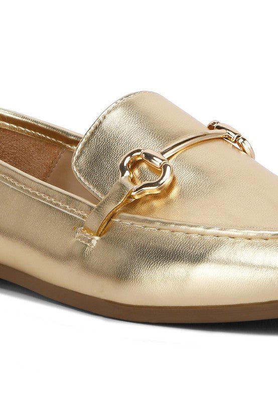 Ichiro Metallic Faux Leather Horsebit Loafers - HOUSE OF SHE