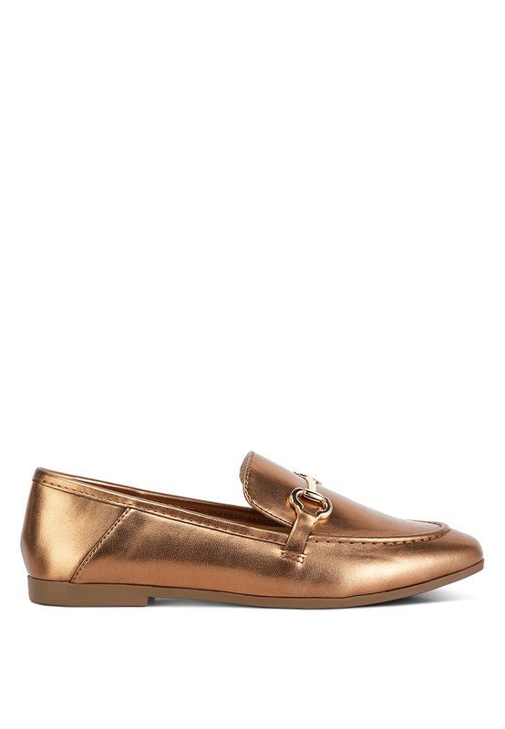 Ichiro Metallic Faux Leather Horsebit Loafers - HOUSE OF SHE