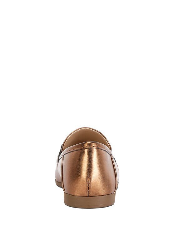 Ichiro Metallic Faux Leather Horsebit Loafers - HOUSE OF SHE