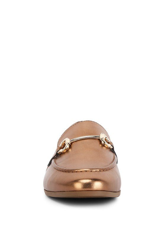 Ichiro Metallic Faux Leather Horsebit Loafers - HOUSE OF SHE