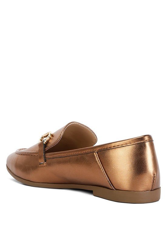 Ichiro Metallic Faux Leather Horsebit Loafers - HOUSE OF SHE