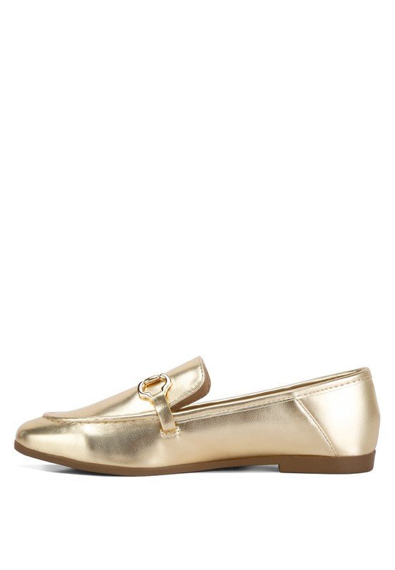 Ichiro Metallic Faux Leather Horsebit Loafers - HOUSE OF SHE