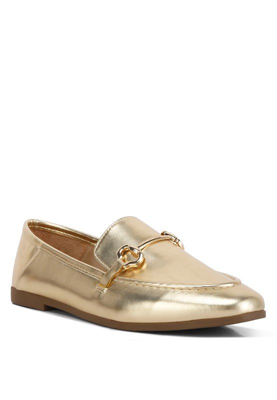 Ichiro Metallic Faux Leather Horsebit Loafers - HOUSE OF SHE