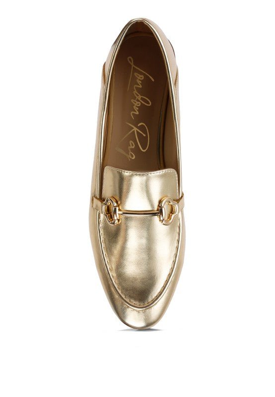 Ichiro Metallic Faux Leather Horsebit Loafers - HOUSE OF SHE