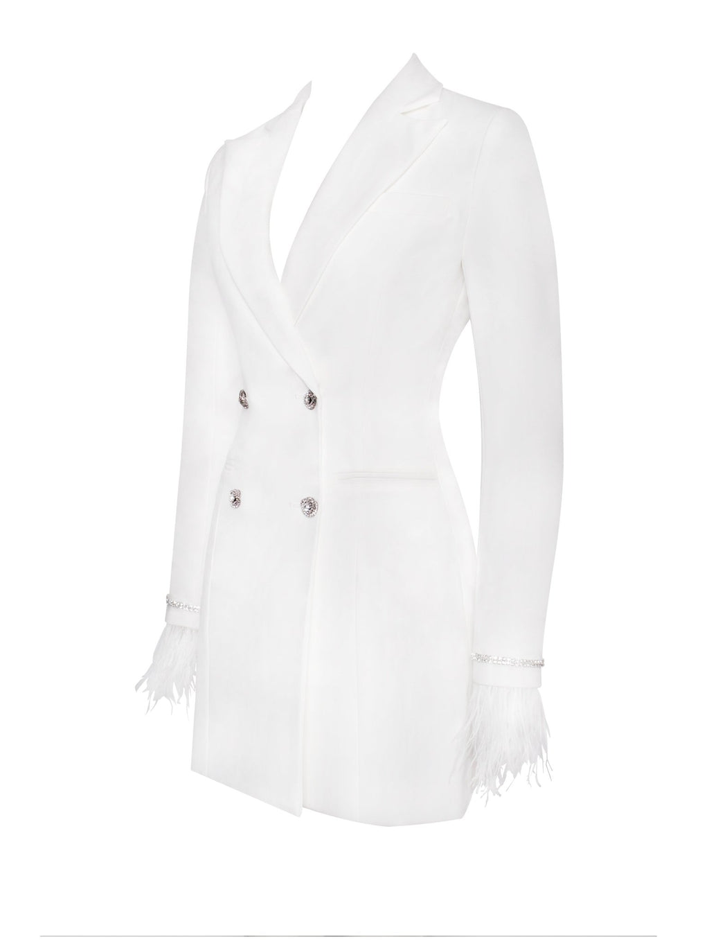 Illia White Feather Blazer Dress - HOUSE OF SHE