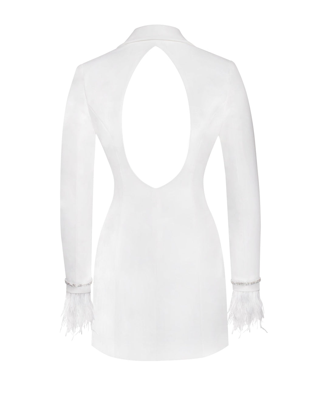 Illia White Feather Blazer Dress - HOUSE OF SHE