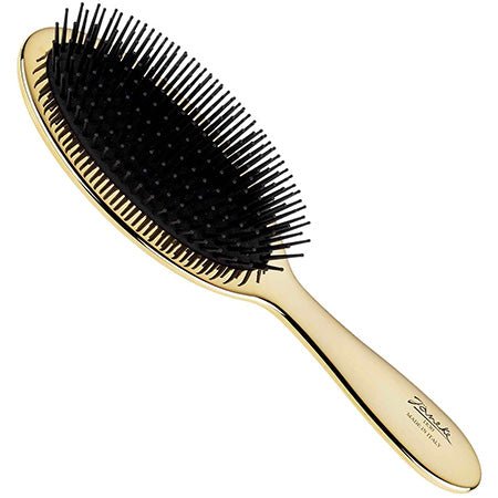 Janeke Pneumatic Gold Brush with Black Cushioned Bristle Pad and Black Bristles. - HOUSE OF SHE