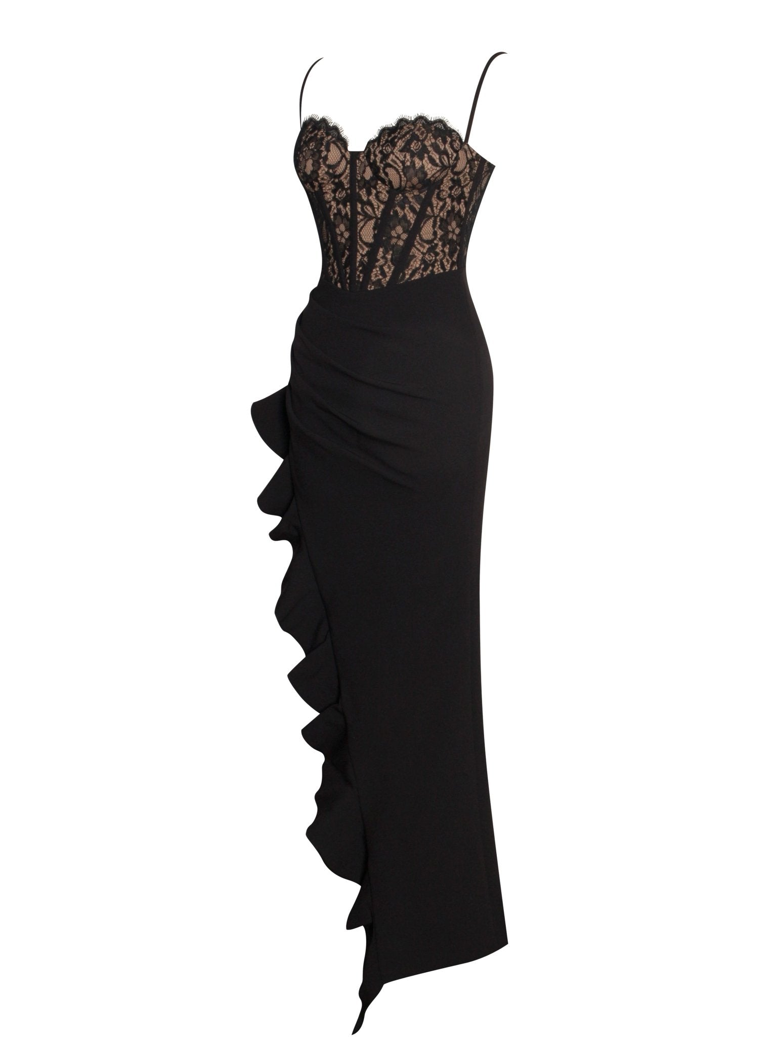 June Black Lace Corset Maxi Dress - HOUSE OF SHE