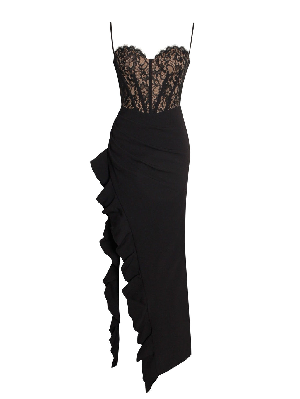 June Black Lace Corset Maxi Dress - HOUSE OF SHE