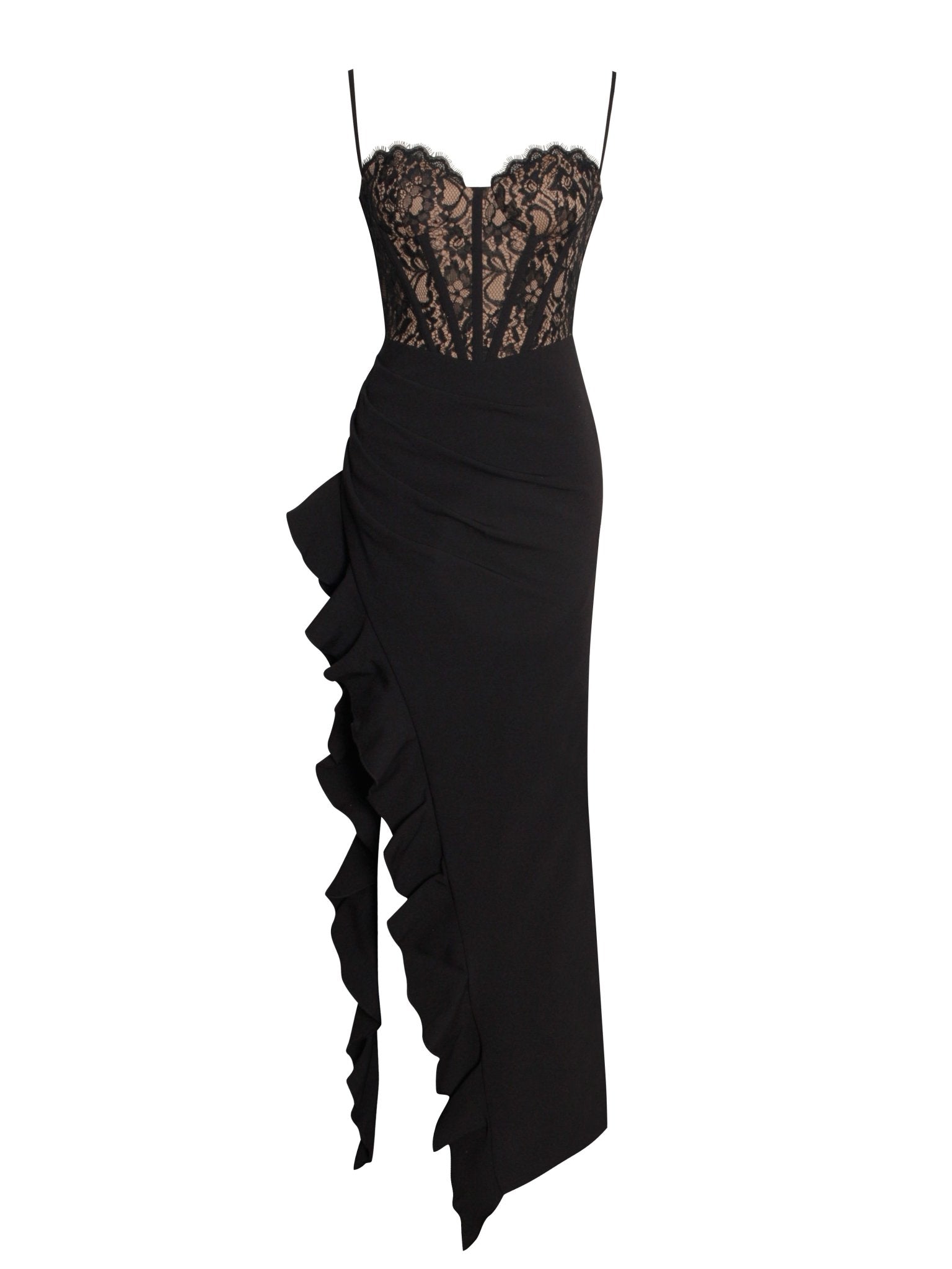 June Black Lace Corset Maxi Dress - HOUSE OF SHE
