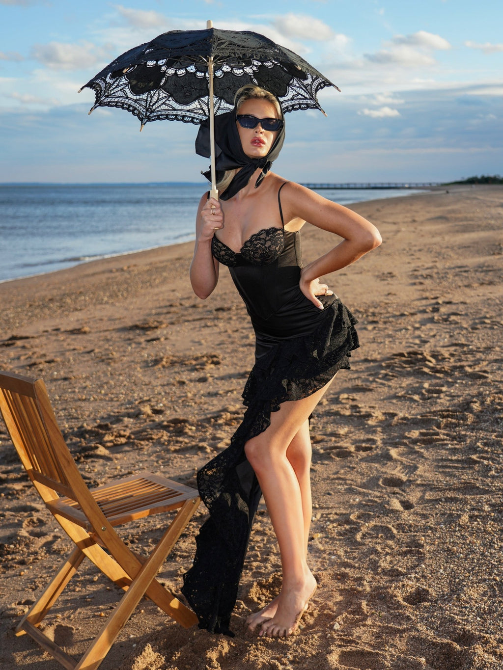 Kia Black Satin Corset Dress - HOUSE OF SHE