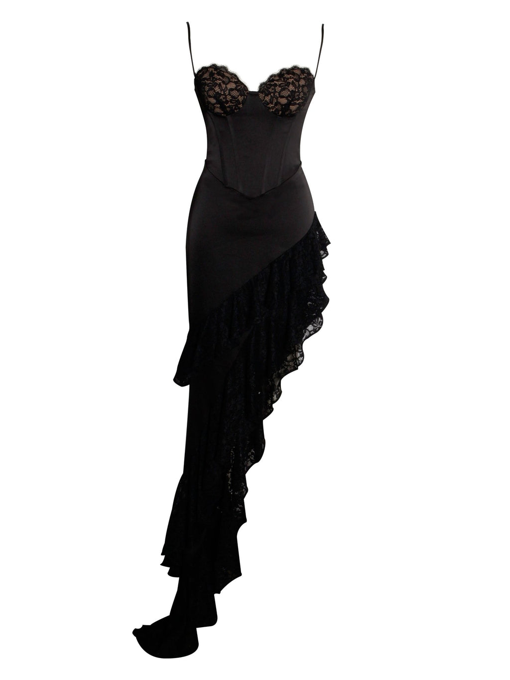 Kia Black Satin Corset Dress - HOUSE OF SHE