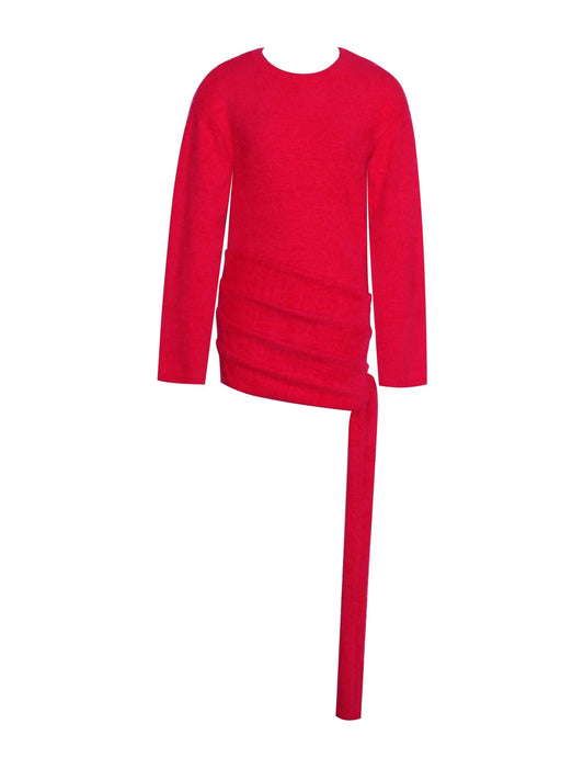 Kira Red Knit Long Sleeve Backless Sweater Dress - HOUSE OF SHE