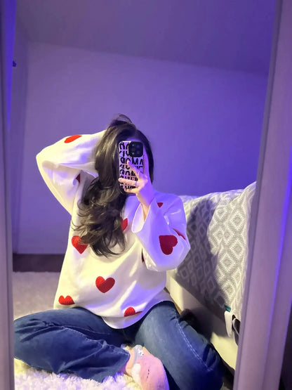 Embroidered Red Heart Sweater