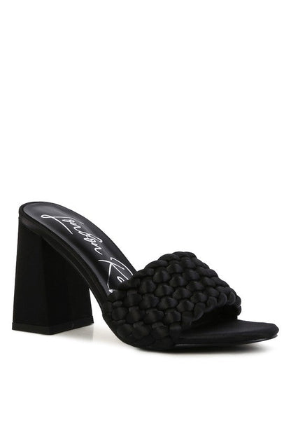 LUST LOOK BRAIDED SATIN BLOCK SANDALS - HOUSE OF SHE