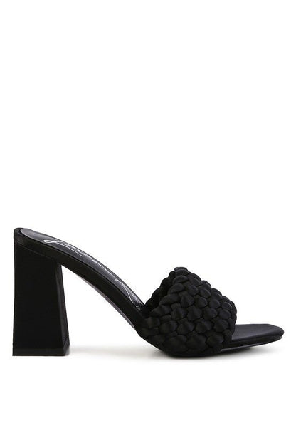 LUST LOOK BRAIDED SATIN BLOCK SANDALS - HOUSE OF SHE