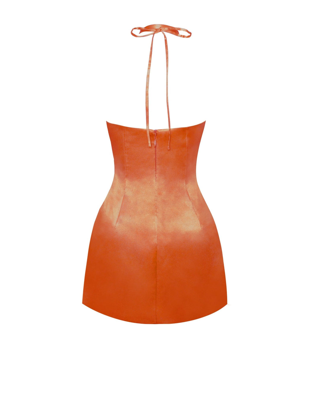 Marcia Orange Satin Strappy Halter Neck Dress - HOUSE OF SHE