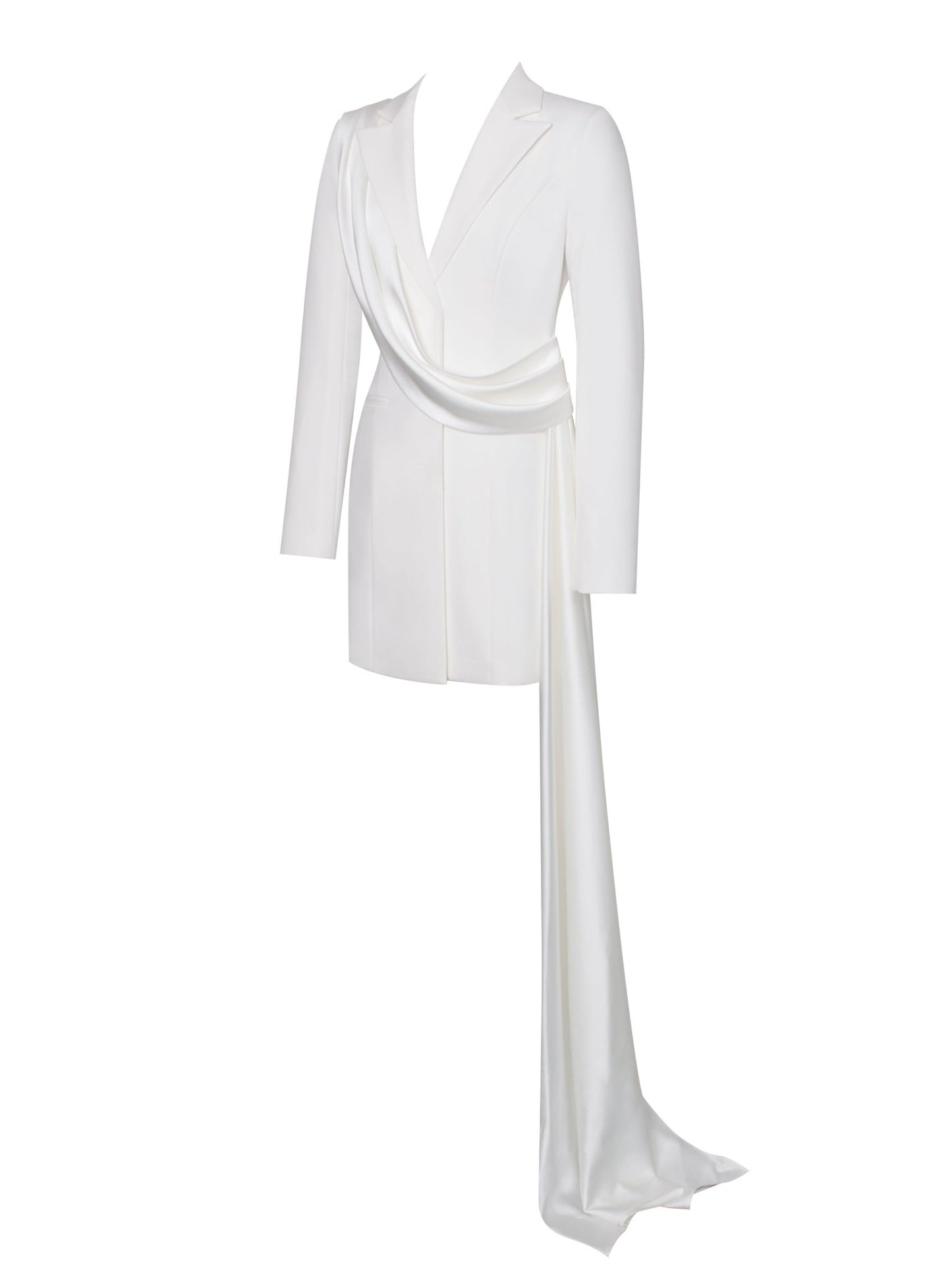 Marley White Draping Blazer Dress - HOUSE OF SHE