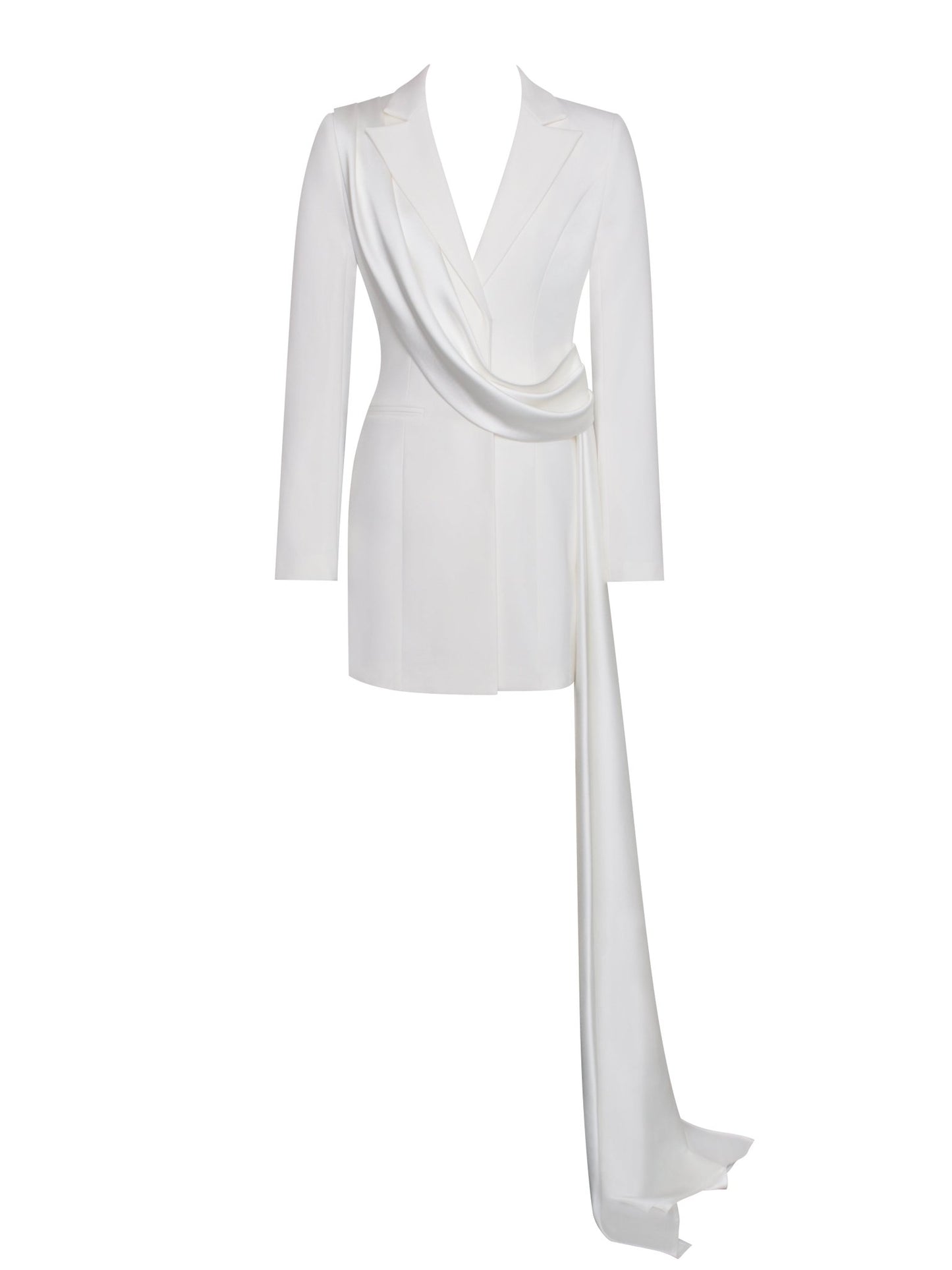 Marley White Draping Blazer Dress - HOUSE OF SHE