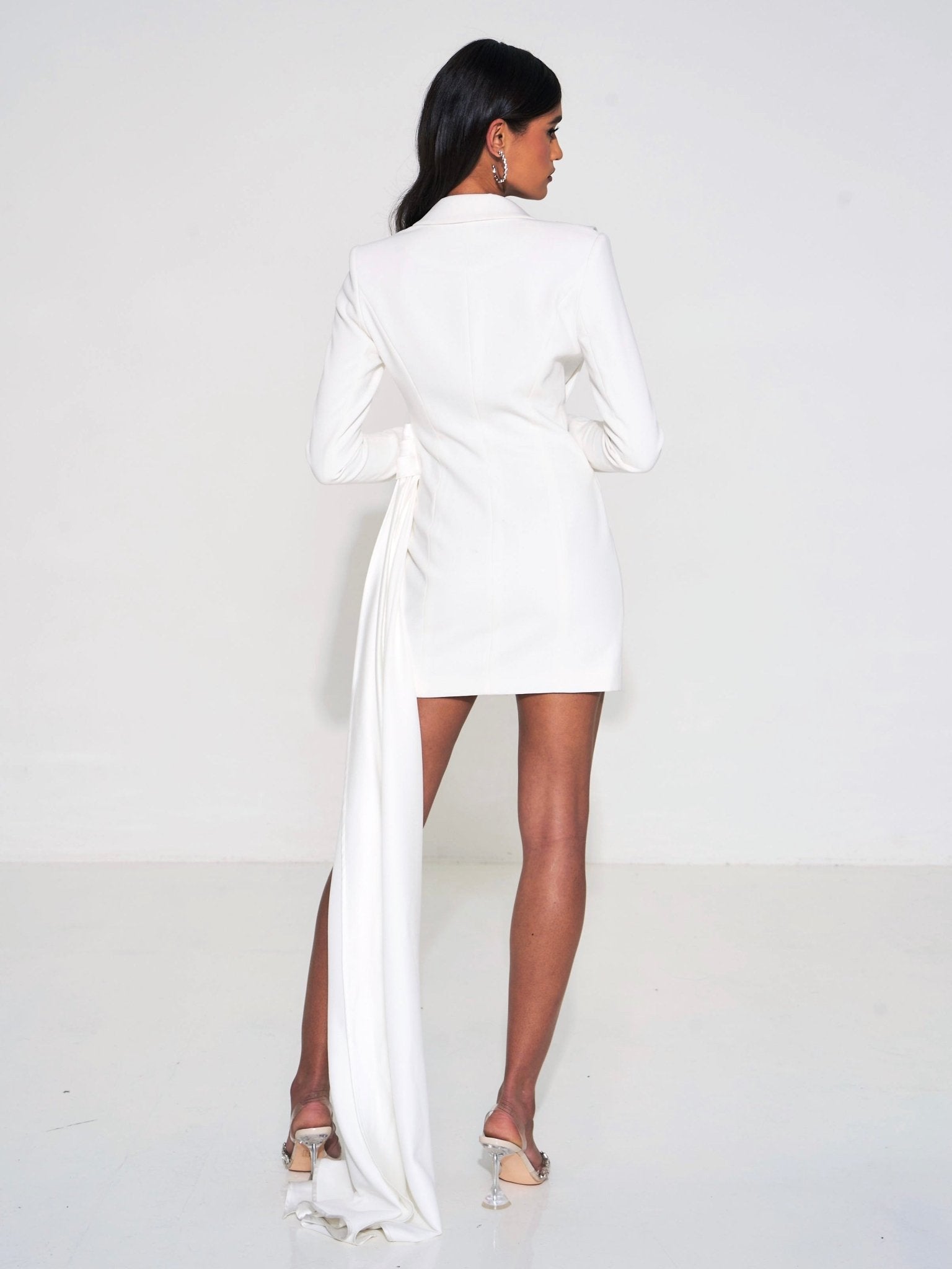 Marley White Draping Blazer Dress - HOUSE OF SHE