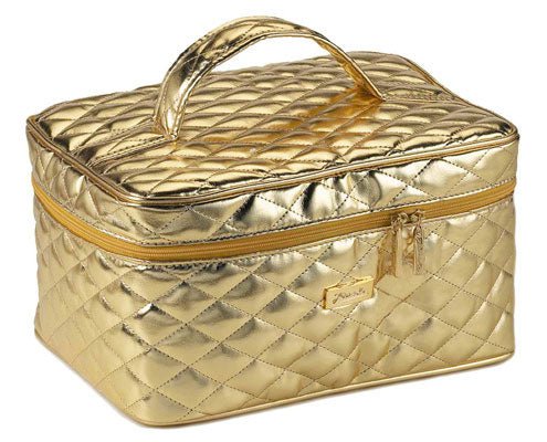 Medium Quilted Metallic Train Case - HOUSE OF SHE