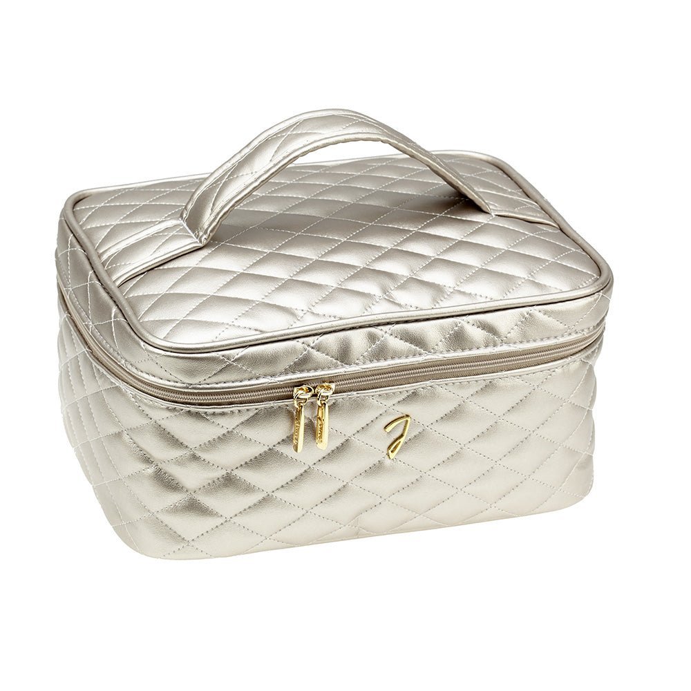 Medium Quilted Metallic Train Case - HOUSE OF SHE