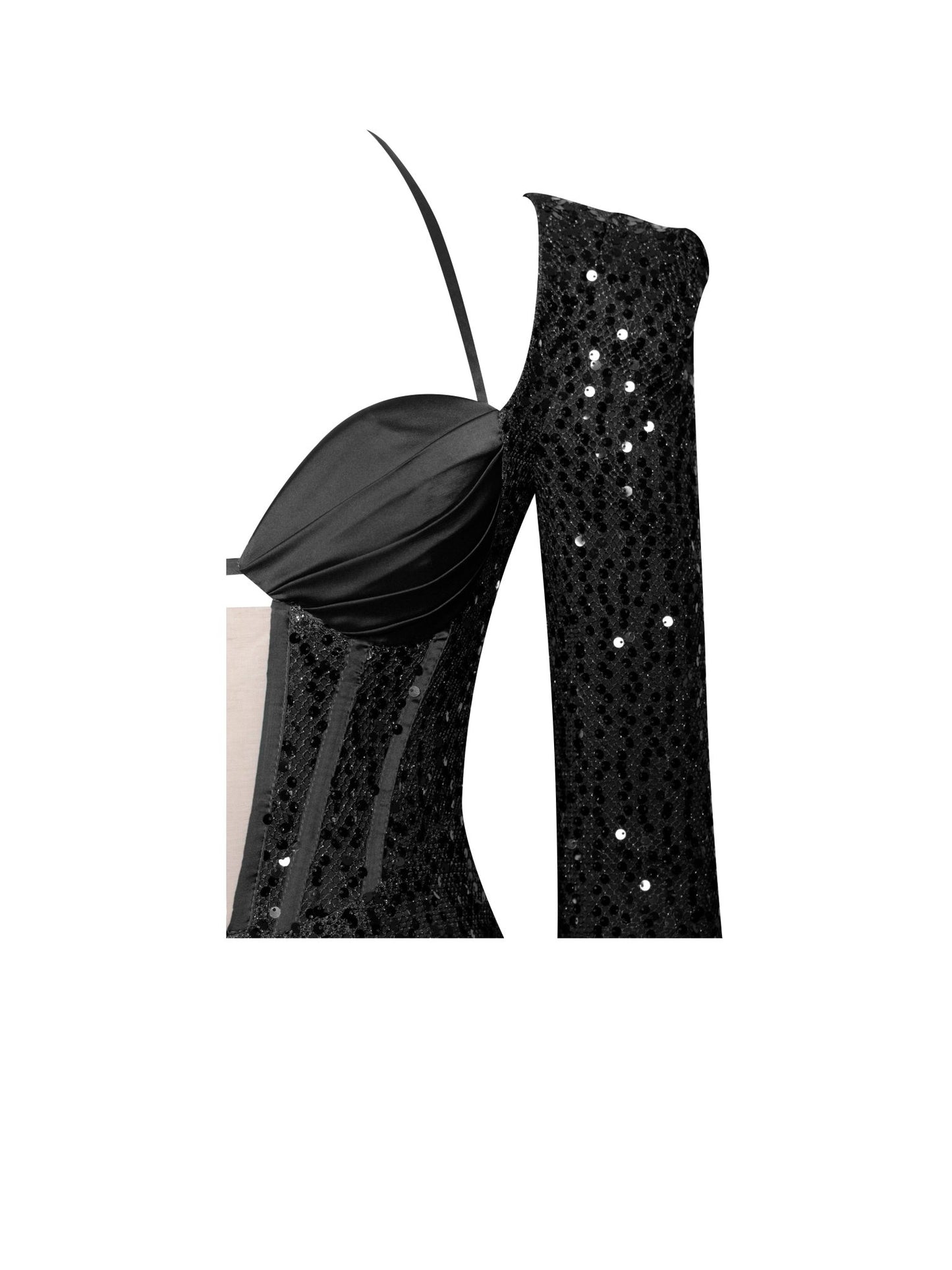 Melina Black Long Sleeve Sequin Dress - HOUSE OF SHE