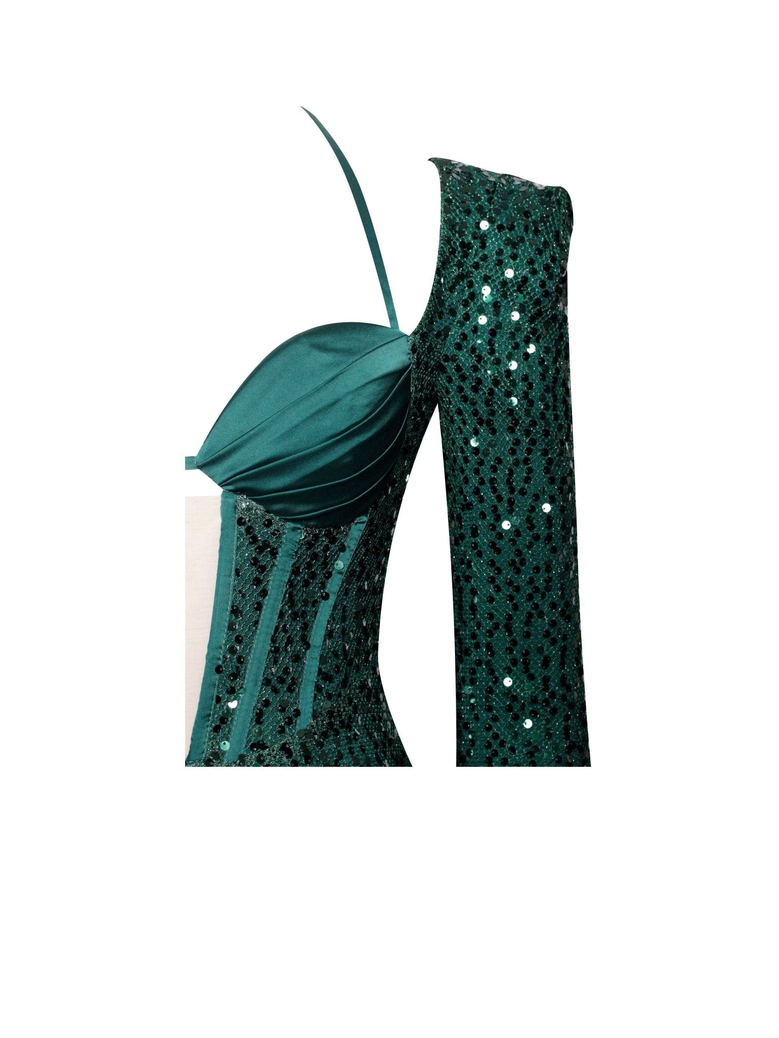 Melina Emerald Green Long Sleeve Sequin Dress - HOUSE OF SHE