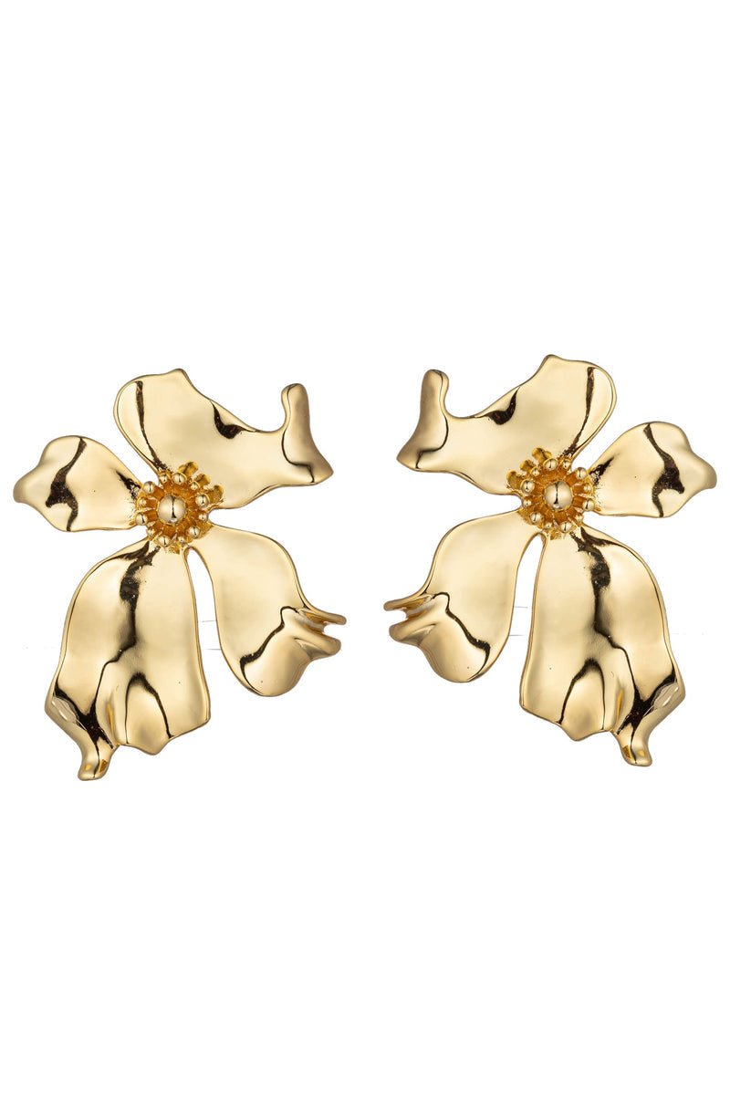Metallic Geo Flower Earrings - HOUSE OF SHE