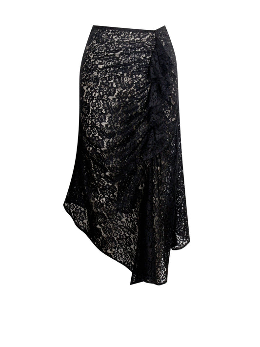 Milan Black Lace Ruffled Skirt - HOUSE OF SHE