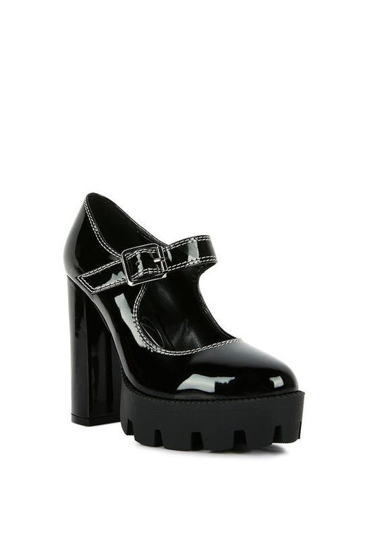 MILLENIAL BUG Patent High Heeled Mary Jane Shoes - HOUSE OF SHE