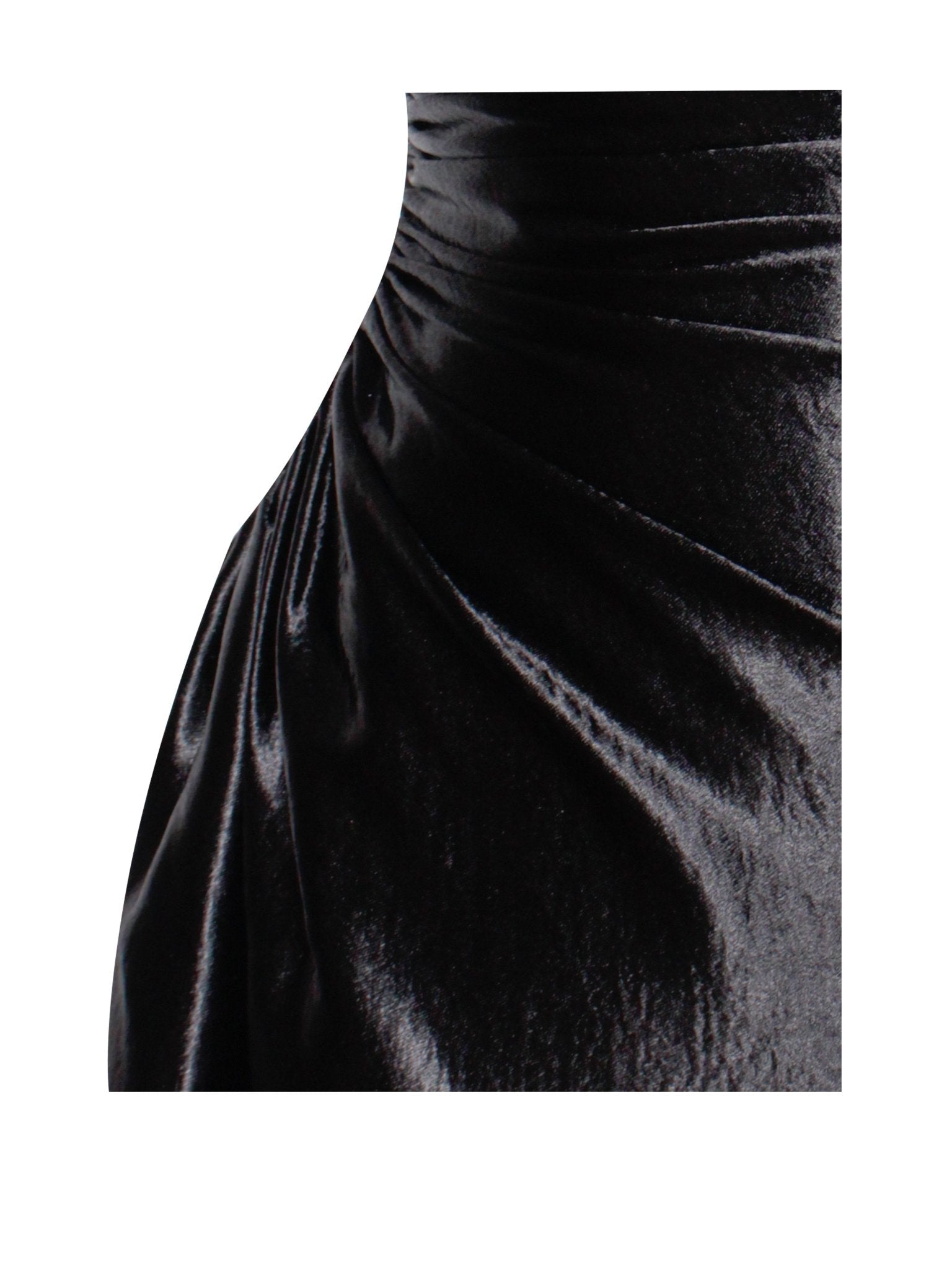 Montego Black Satin Side Slit Dress - HOUSE OF SHE