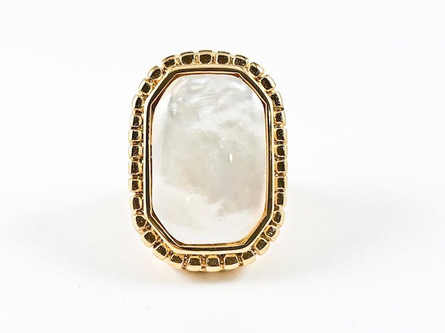 Mother Of Pearl Gold Tone Steel Ring - HOUSE OF SHE