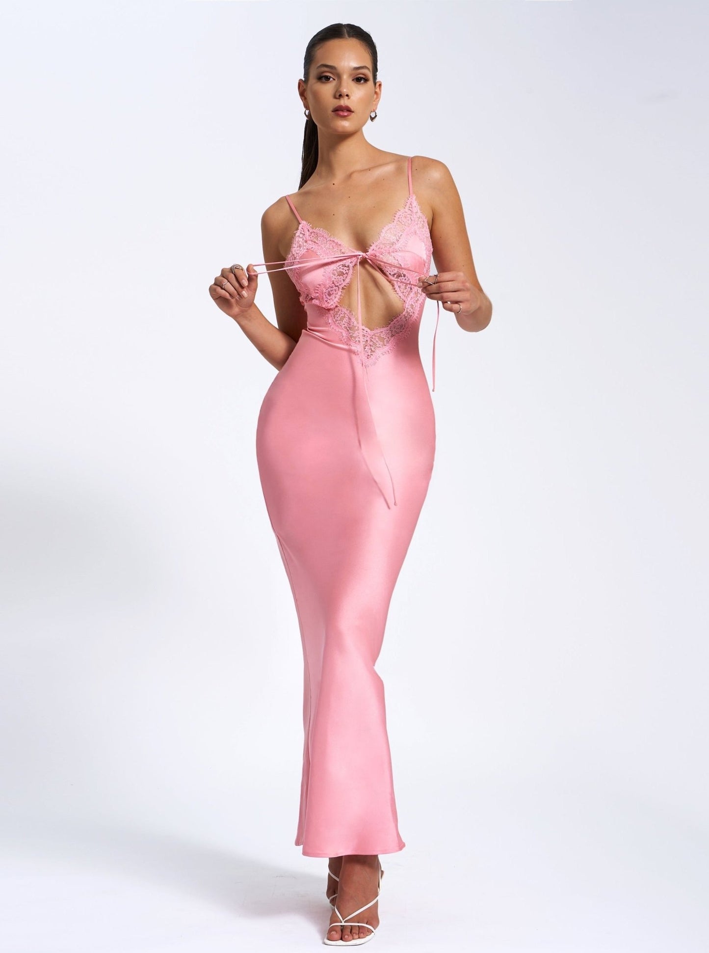 Nia Salmon Pink Maxi Dress - HOUSE OF SHE