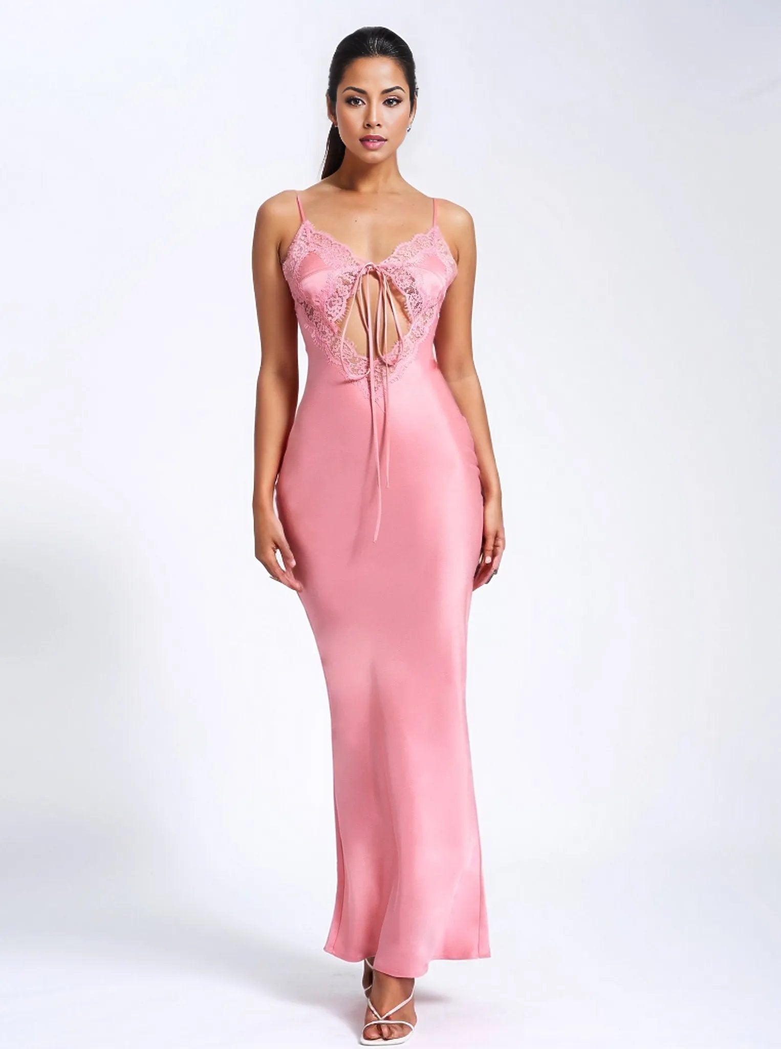 Nia Salmon Pink Maxi Dress - HOUSE OF SHE