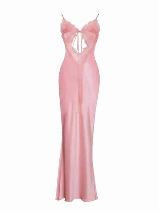 Nia Salmon Pink Maxi Dress - HOUSE OF SHE