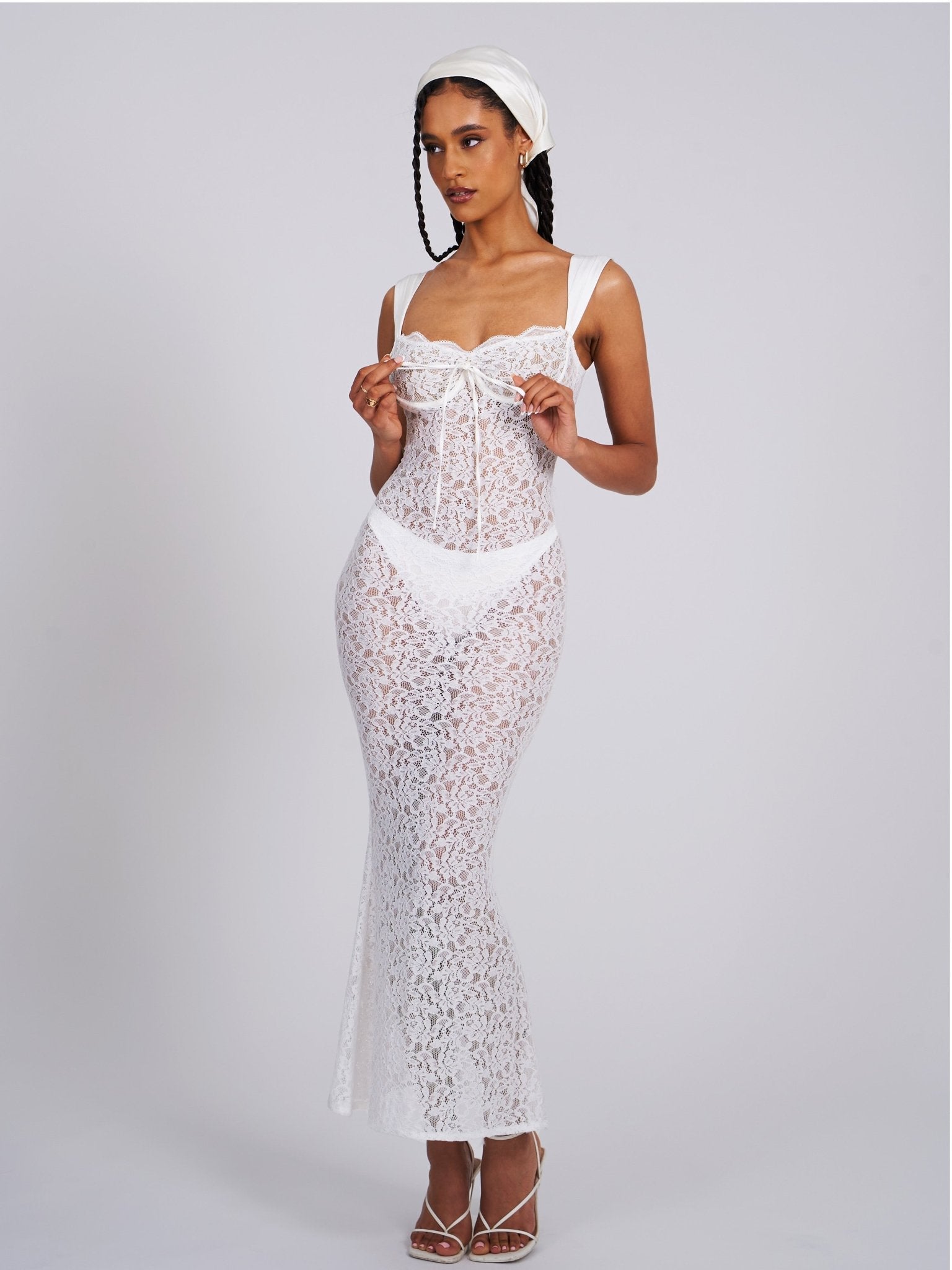 Nia White Lace Maxi Dress - HOUSE OF SHE