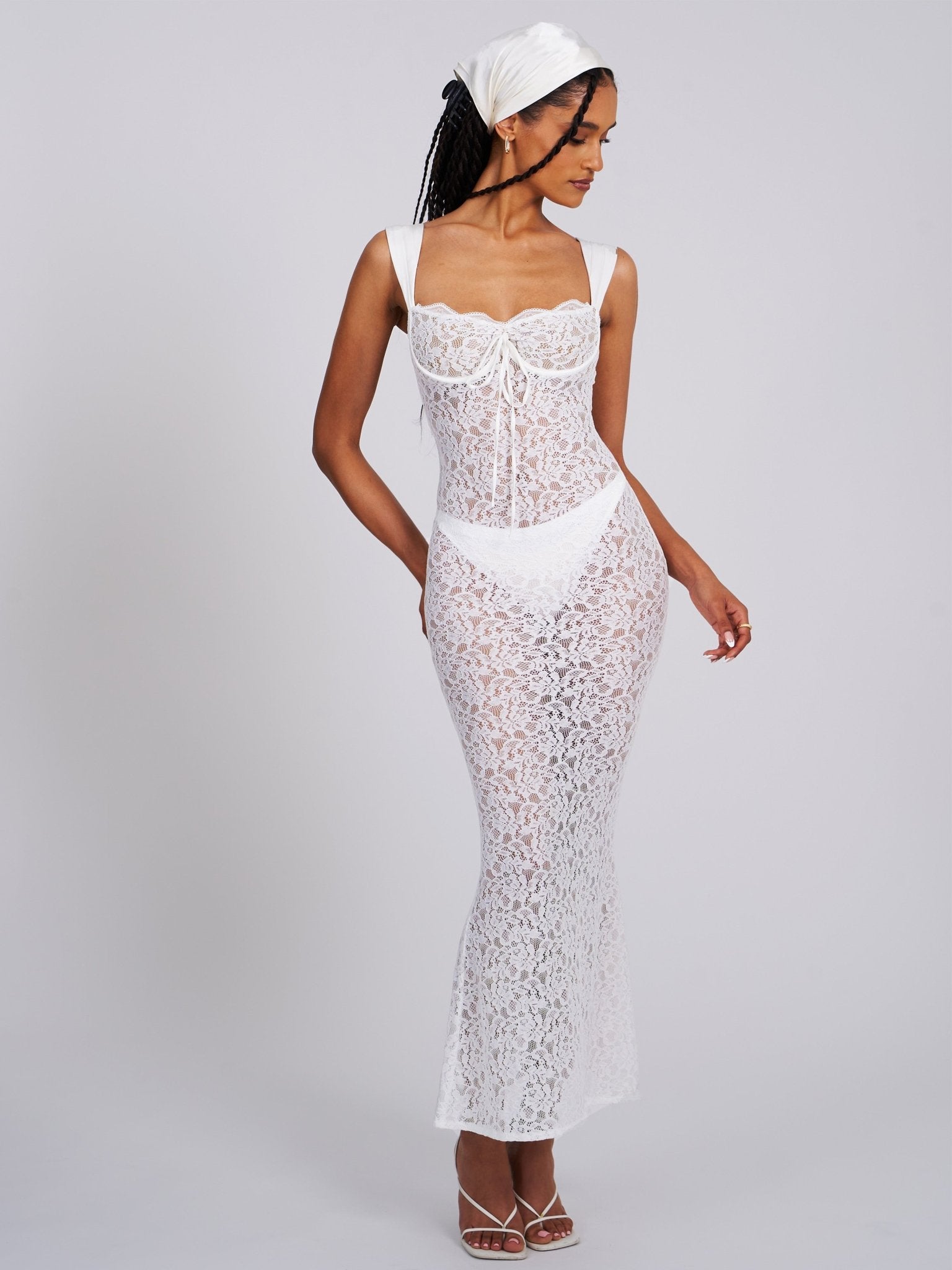 Nia White Lace Maxi Dress - HOUSE OF SHE