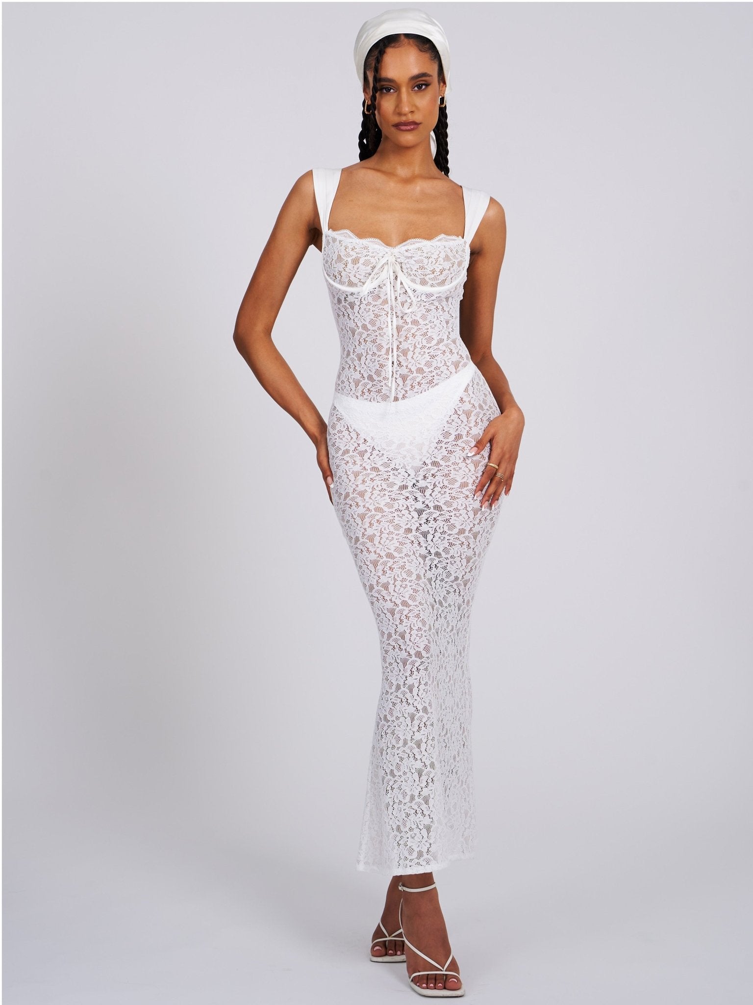 Nia White Lace Maxi Dress - HOUSE OF SHE