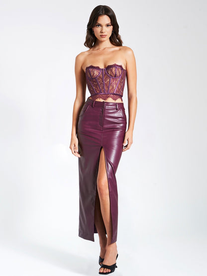 Nysia Purple Lace Corset Bustier Top - HOUSE OF SHE