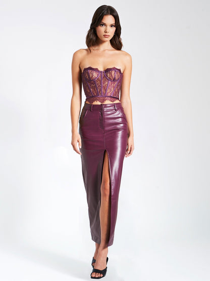 Nysia Purple Lace Corset Bustier Top - HOUSE OF SHE