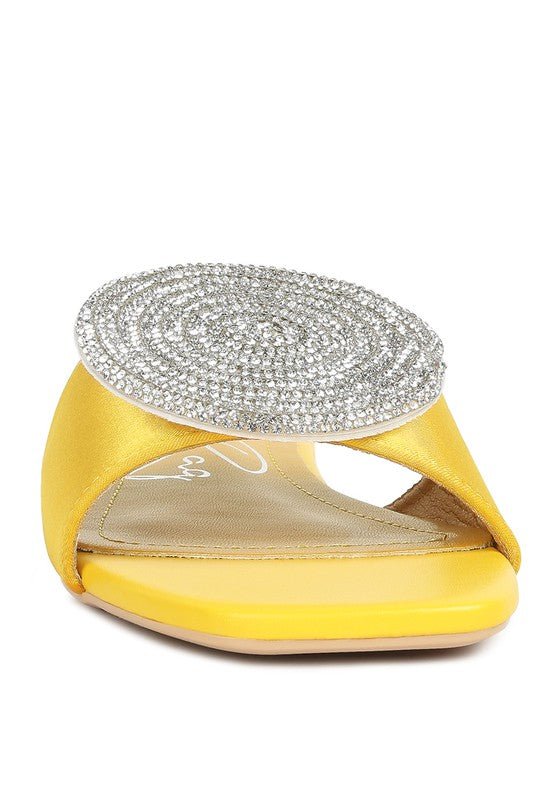 Ollilie Embellished Brooch Slip On Sandals - HOUSE OF SHE