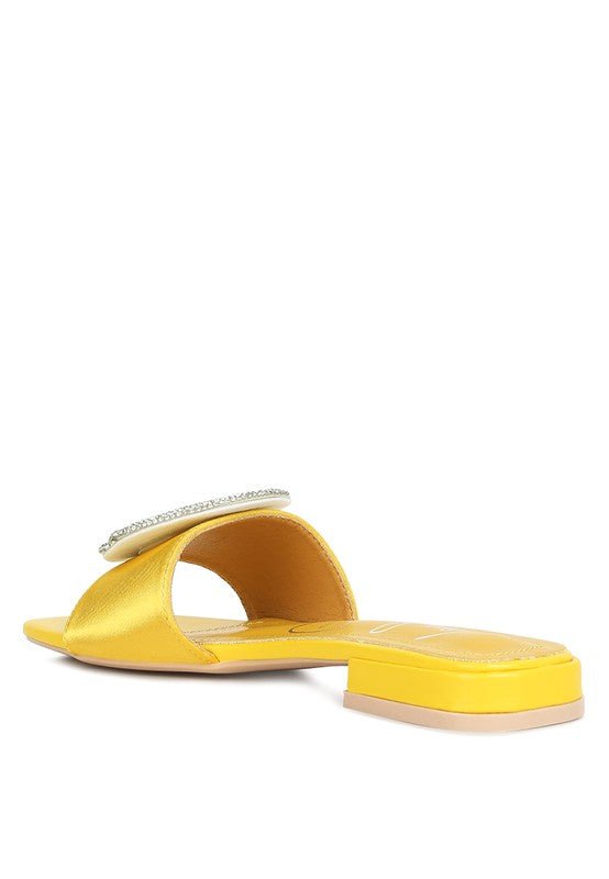 Ollilie Embellished Brooch Slip On Sandals - HOUSE OF SHE