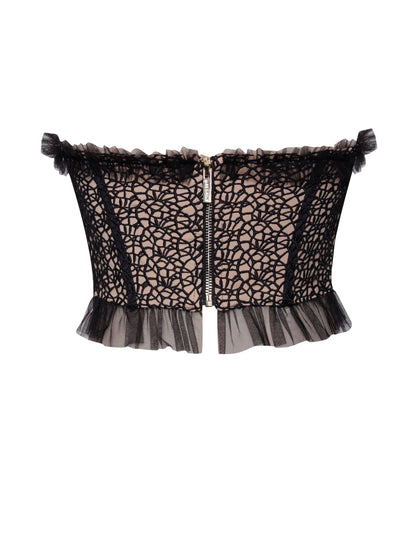 Orah Black Mesh and Lace Corset Top - HOUSE OF SHE