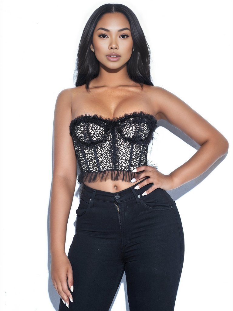 Orah Black Mesh and Lace Corset Top - HOUSE OF SHE