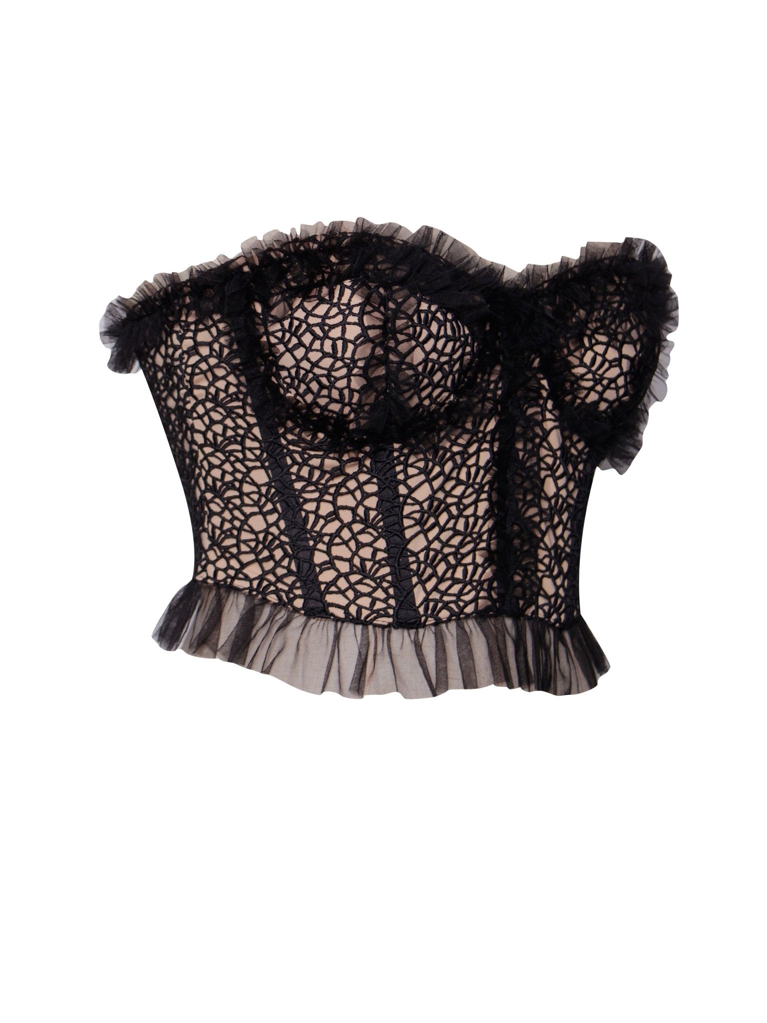 Orah Black Mesh and Lace Corset Top - HOUSE OF SHE