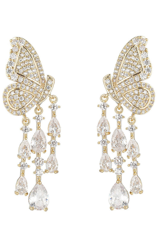 Painted Lady 18K Gold Plated CZ Crystal Dangle Earring - HOUSE OF SHE