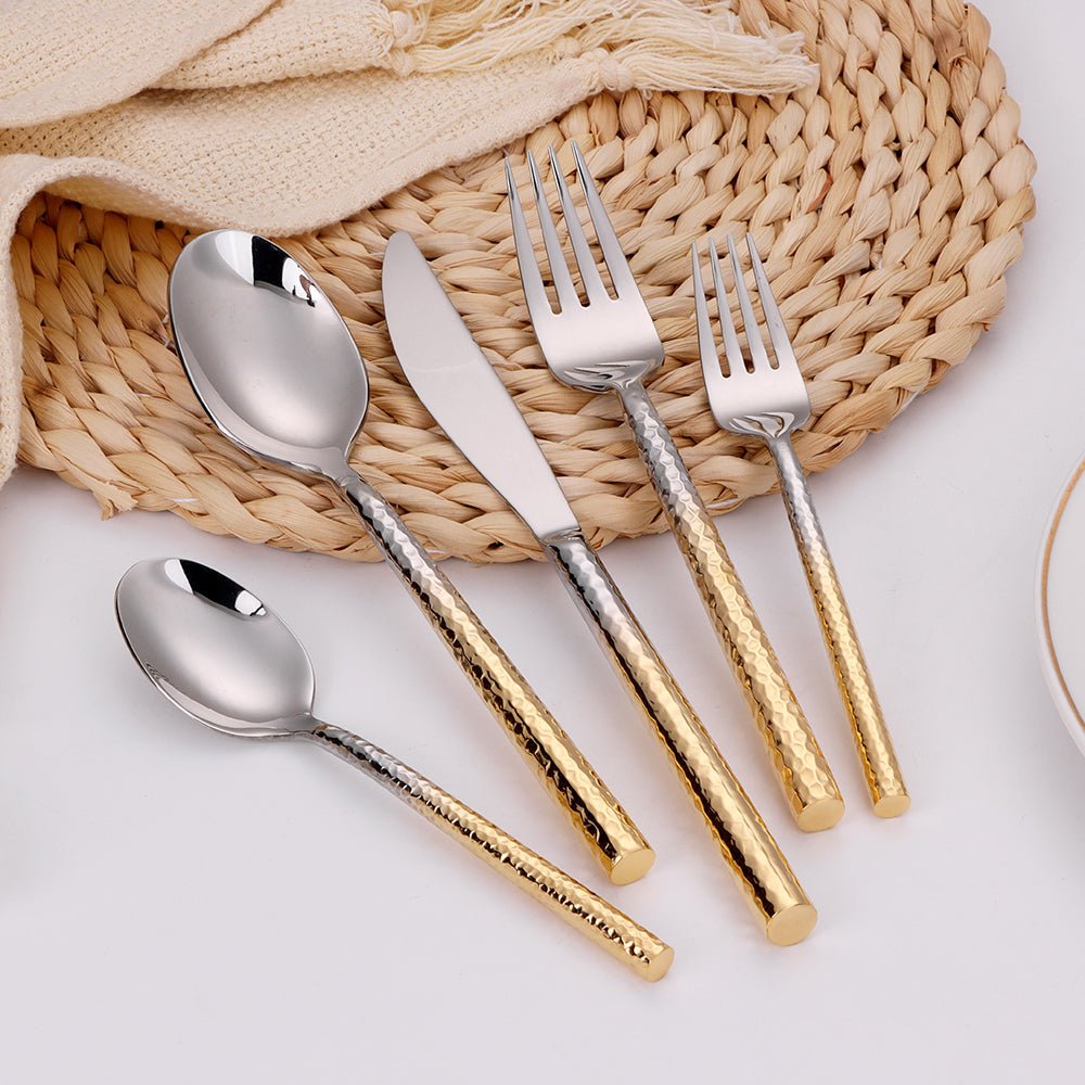 Pexo 20 Pc Flatware Set Graduated Gold Handles, Service for 4 - HOUSE OF SHE